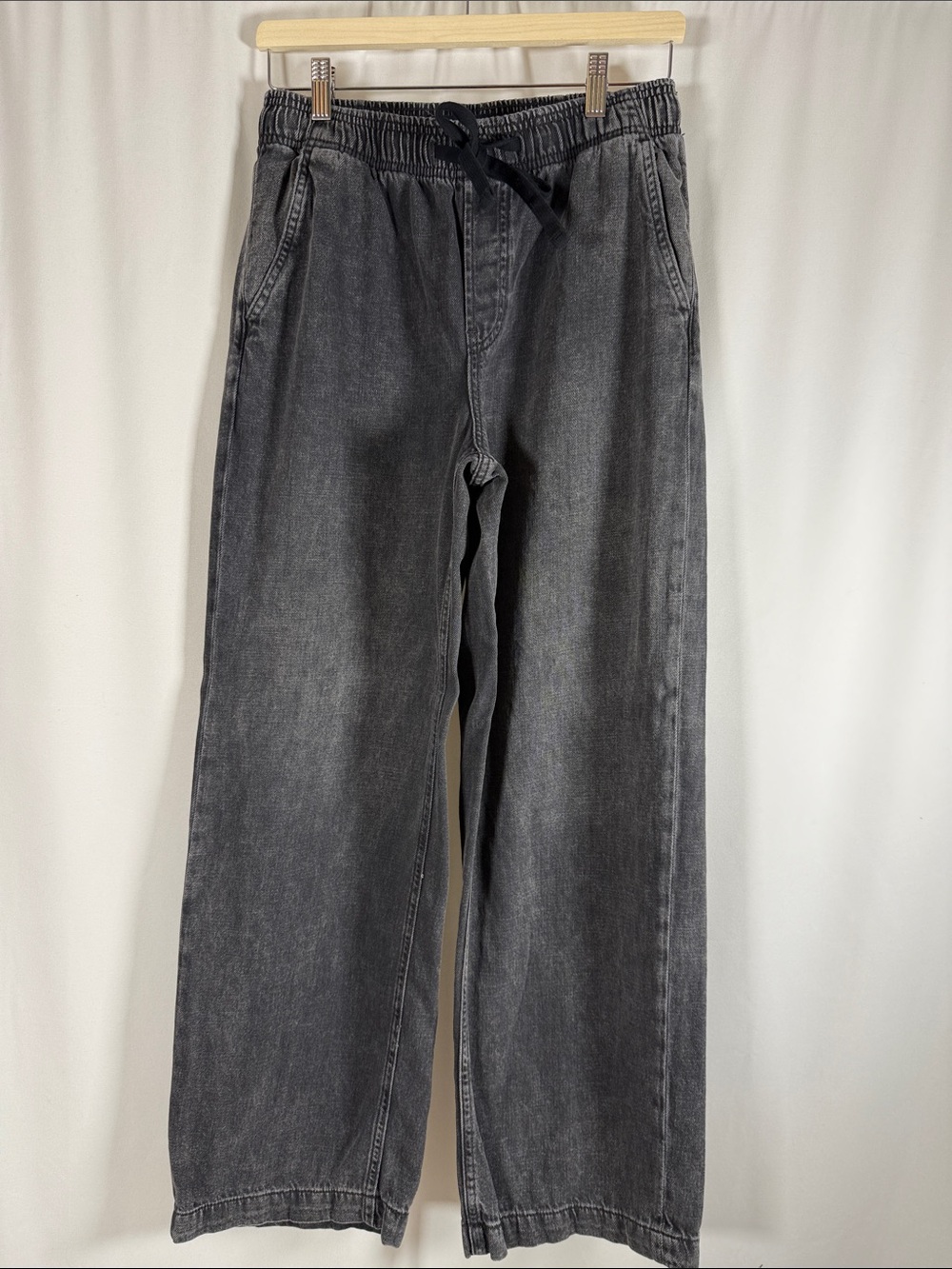 GAP Washed Charcoal High Rise Wide-Leg Jeans
